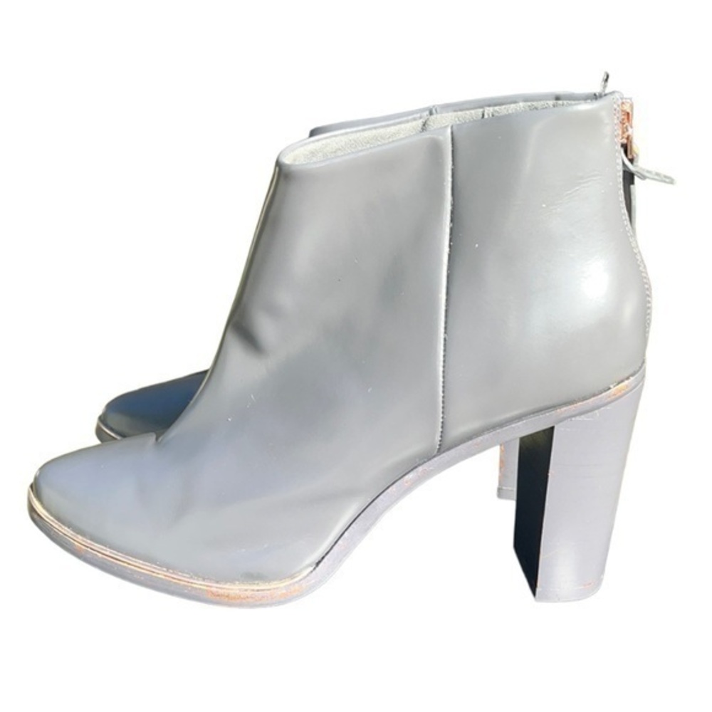 Ted Baker London Leather Ankle Booties Lorca Gray with Rose Gold Trim